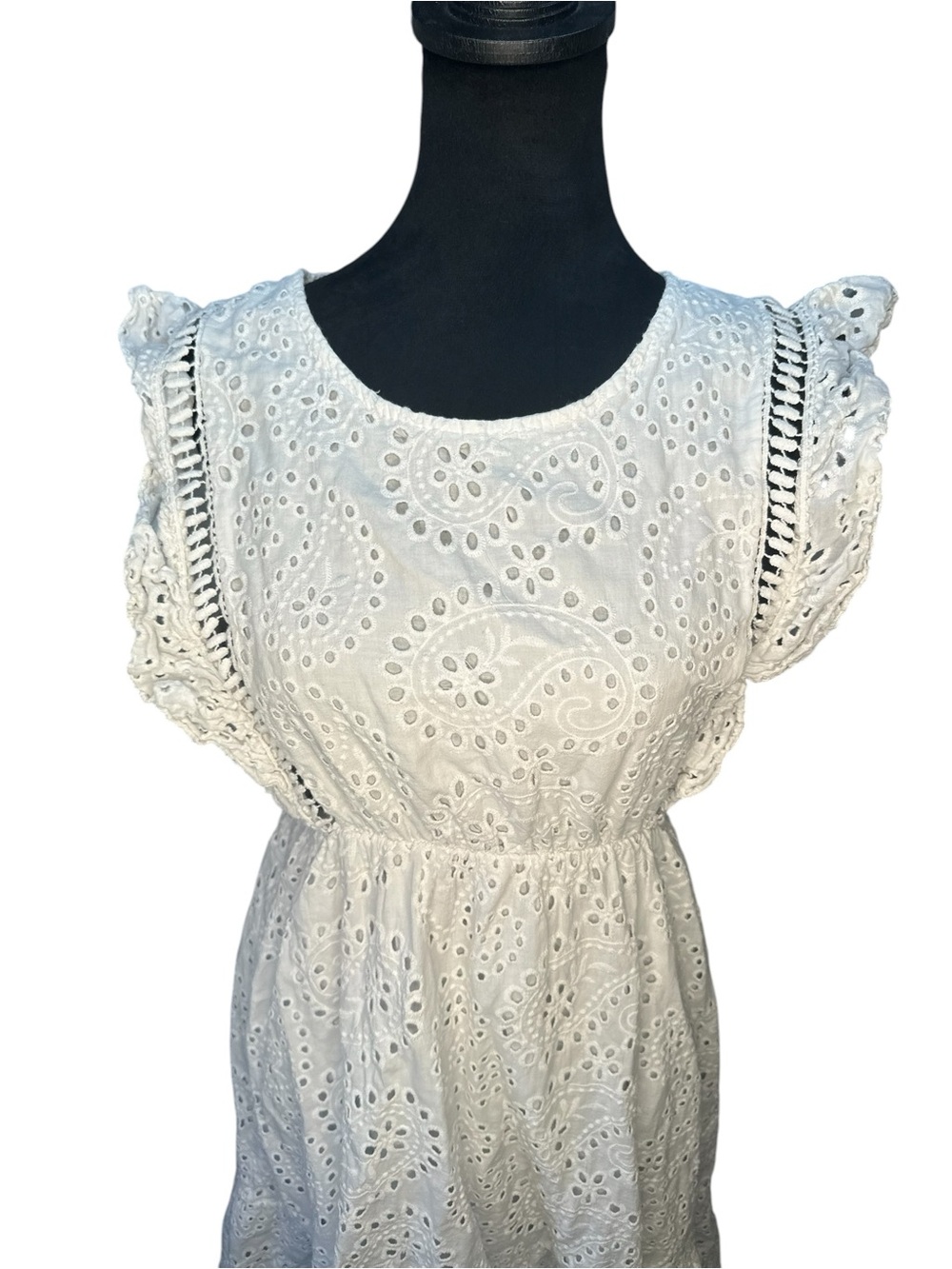 Lungo L’Arno Made in Italy White Eyelet Cotton Dress Women’s Size M - Picture 3 of 13